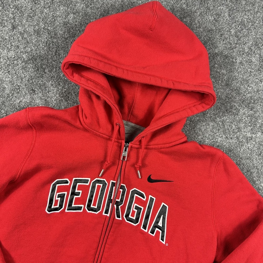 Georgia Bulldogs Hoodie Womens Medium Red NCAA Football Nike Fleece Full Zip